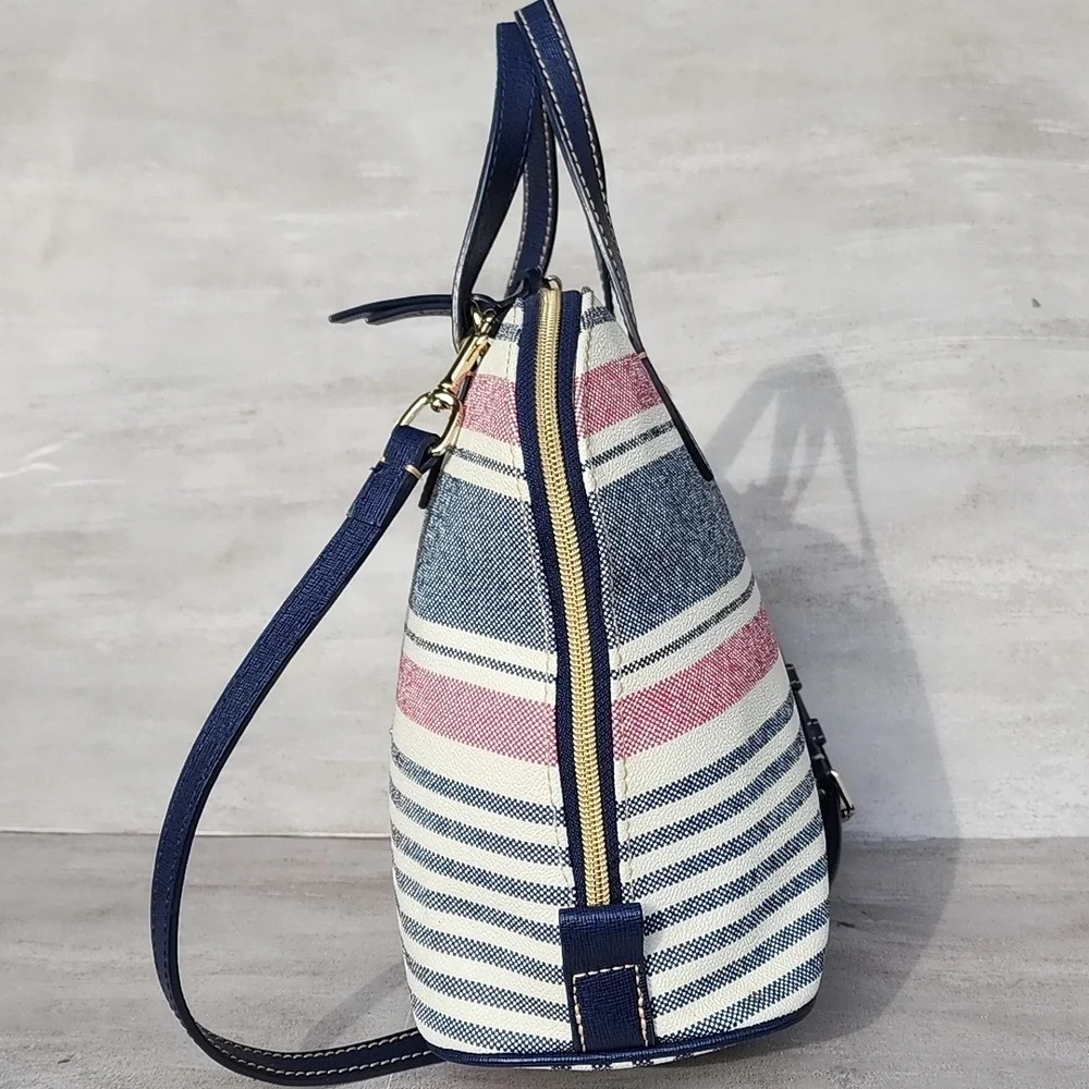 Dooney & Bourke Westerly Navy and Pink Striped Satchel Bag